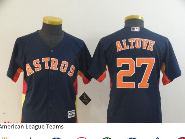 Youth Astros 27 Jose Altuve Navy Youth Cool Base Jersey