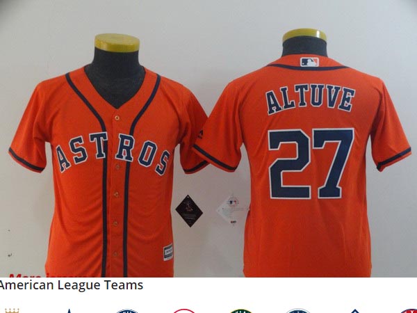 Youth Astros 27 Jose Altuve Orange Youth Cool Base Jersey