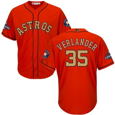 Youth Astros 35 Justin Verlander Orange Youth 2018 Gold Program Cool Base Jersey