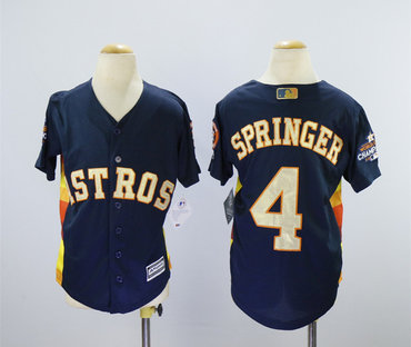 Youth Astros 4 George Springer Navy Youth 2018 Gold Program Cool Base Jersey