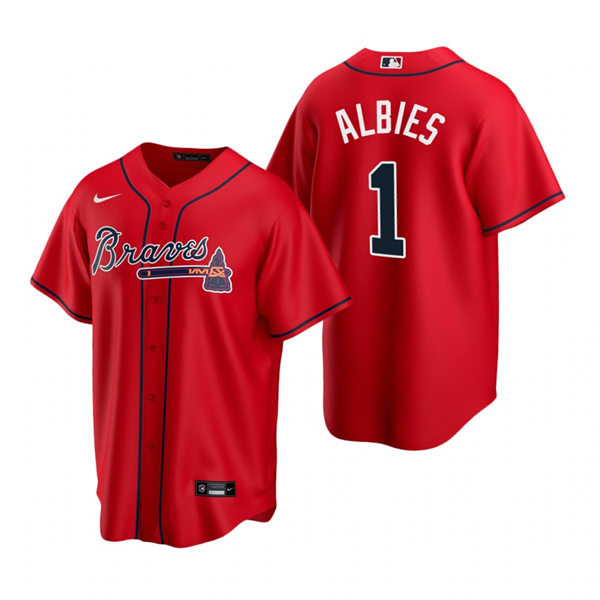 Youth Atlanta Braves #1 Ozzie Albies Nike Red Alternate Cool Base Jersey