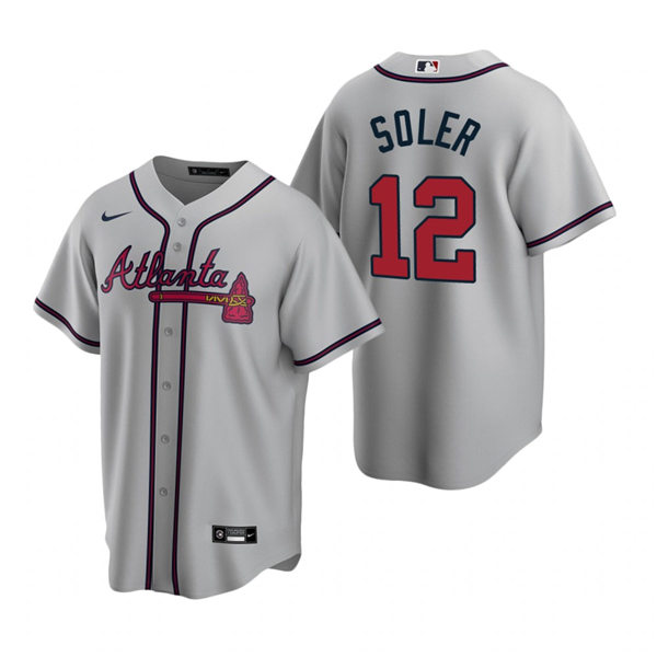 Youth Atlanta Braves #12 Jorge Soler Nike Grey Road Cool Base Jersey