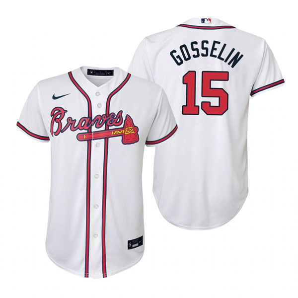Youth Atlanta Braves #15 Phil Gosselin White Home CoolBase Jersey