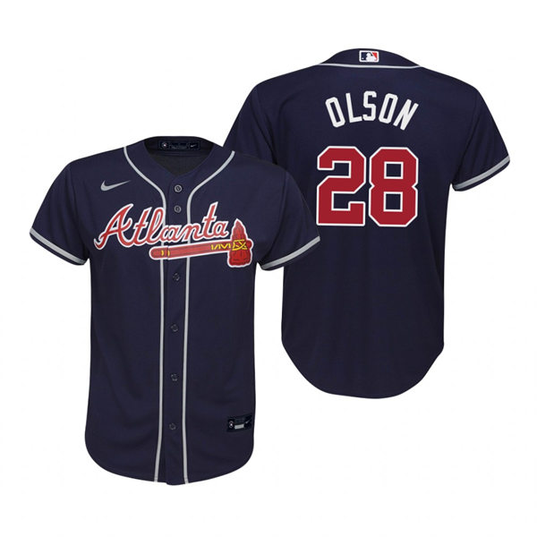 Youth Atlanta Braves #28 Matt Olson Navy Alternate Stitched Jersey