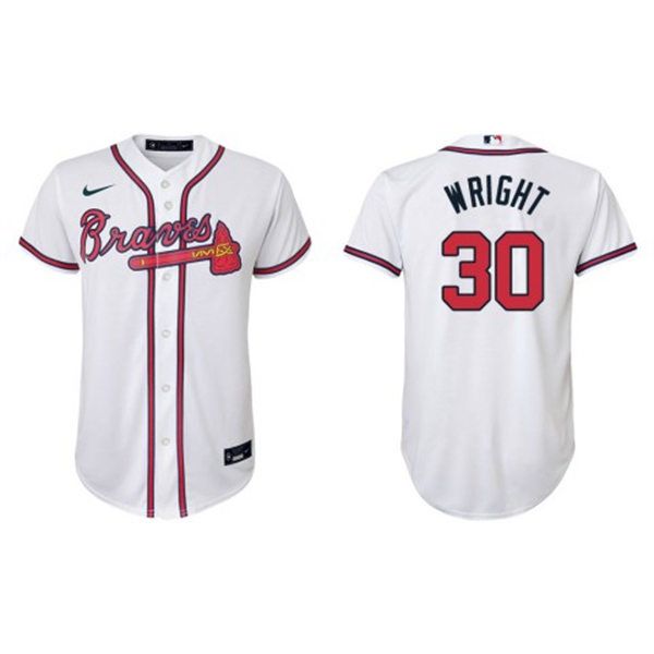 Youth Atlanta Braves #30 Kyle Wright Home White Stitched Jersey