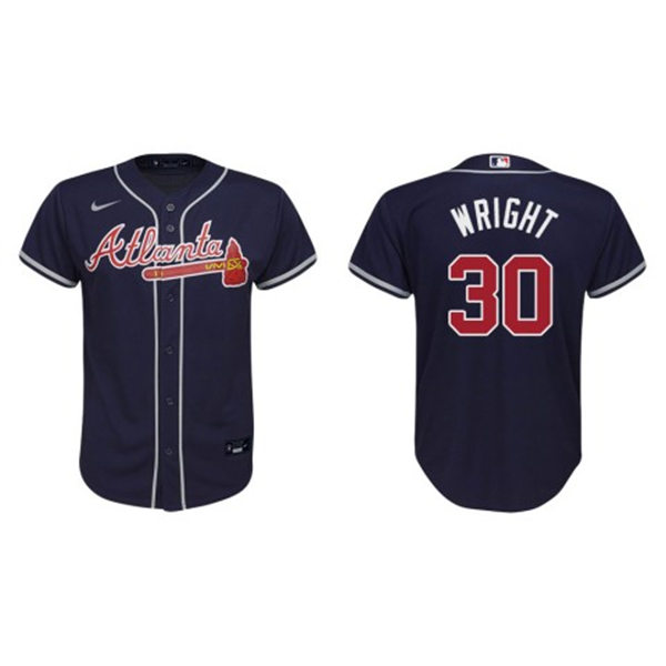 Youth Atlanta Braves #30 Kyle Wright Navy Alternate Stitched Jersey