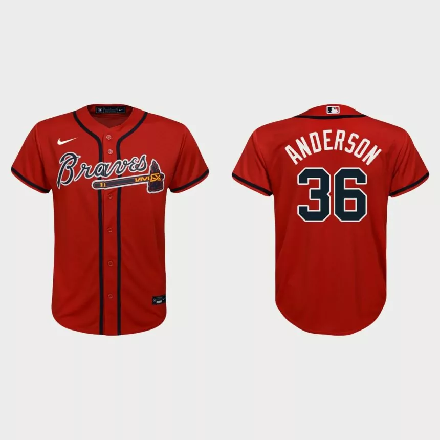 Youth Atlanta Braves #36 Ian Anderson Red Replica Alternate Jersey
