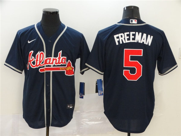 Youth Atlanta Braves #5 Freddie Freeman Nike Navy Alternate Cool Base Jersey