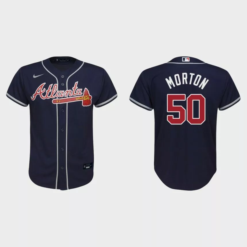 Youth Atlanta Braves #50 Charlie Morton Navy Replica Alternate Jersey