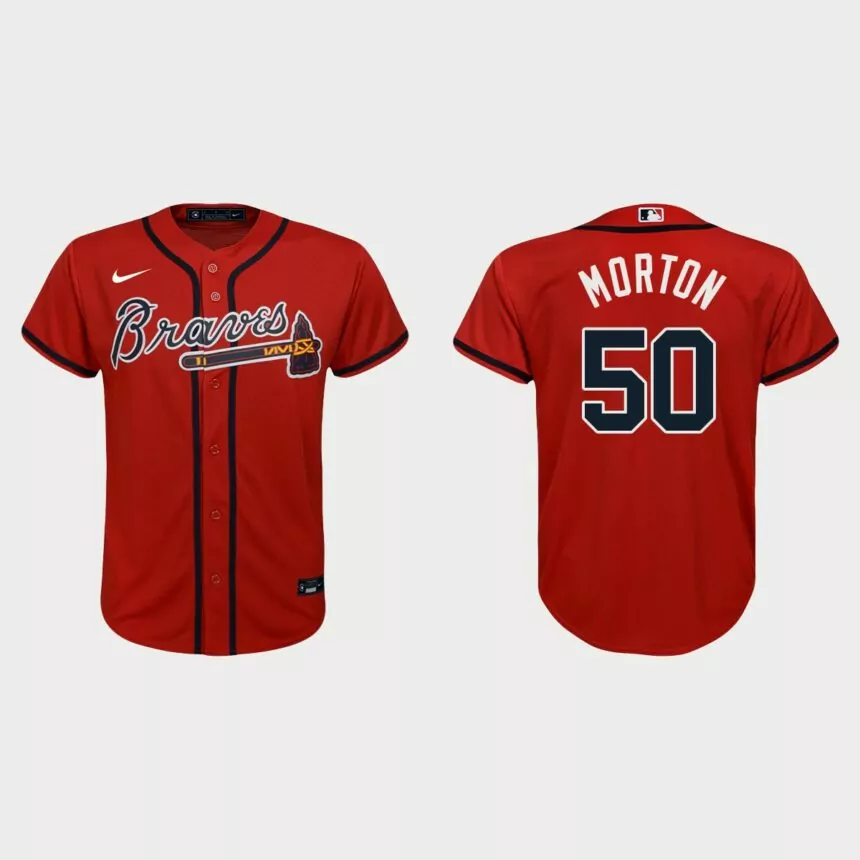 Youth Atlanta Braves #50 Charlie Morton Red Replica Alternate Jersey