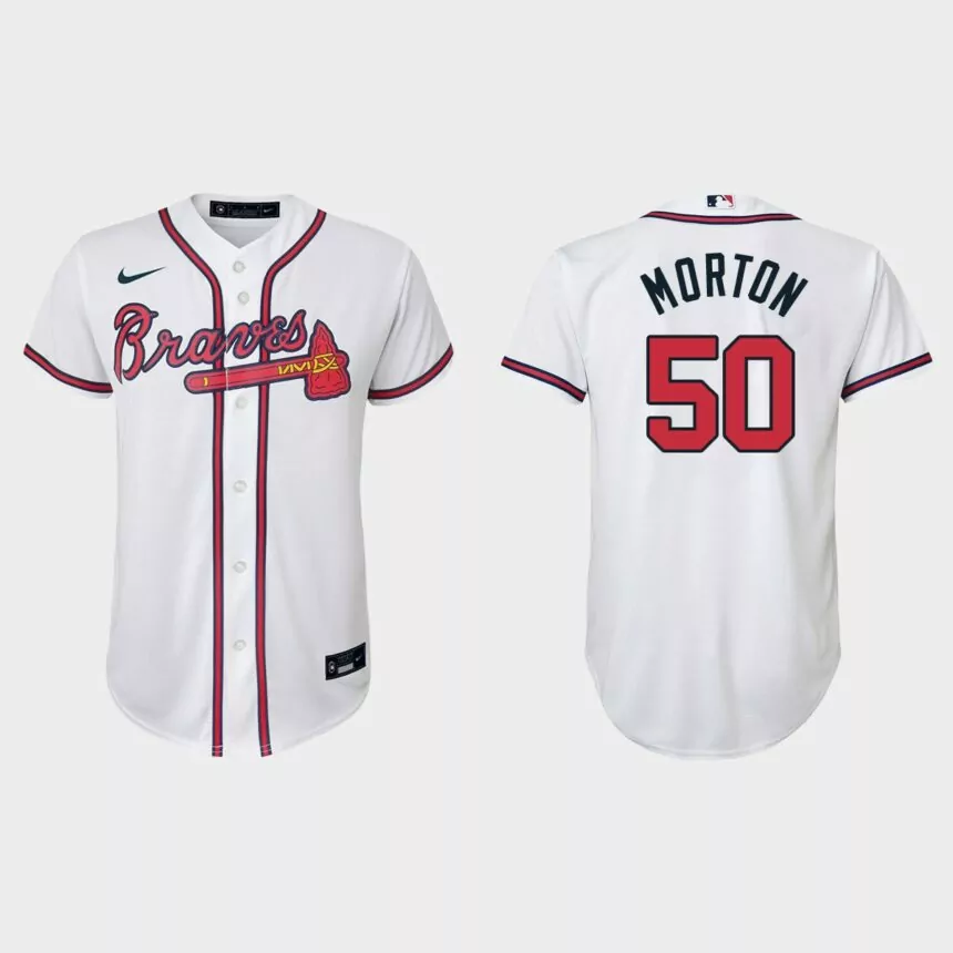 Youth Atlanta Braves #50 Charlie Morton White Replica Home Jersey