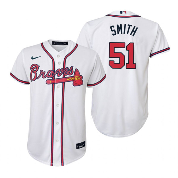 Youth Atlanta Braves #51 Will Smith Home White Stitched Jersey