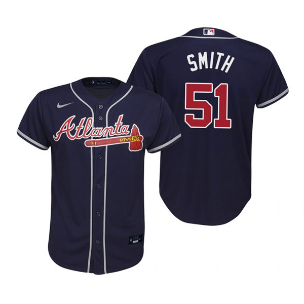 Youth Atlanta Braves #51 Will Smith Navy Alternate Stitched Jersey