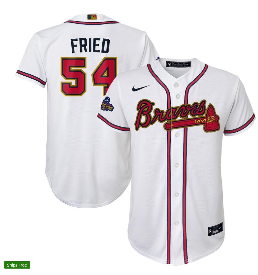 Youth Atlanta Braves #54 Max Fried Nike White 2022 Gold Program Player Jersey