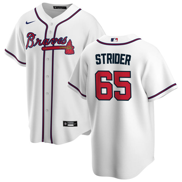 Youth Atlanta Braves #65 Spencer Strider Home White Stitched CoolBase Jersey