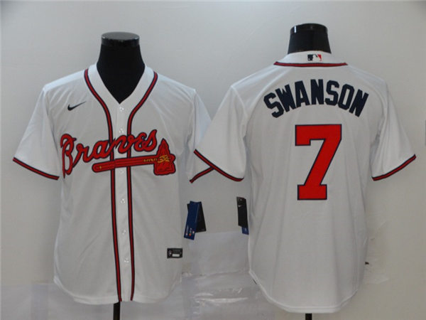 Youth Atlanta Braves #7 Dansby Swanson Nike Home White Cool Base Jerseys