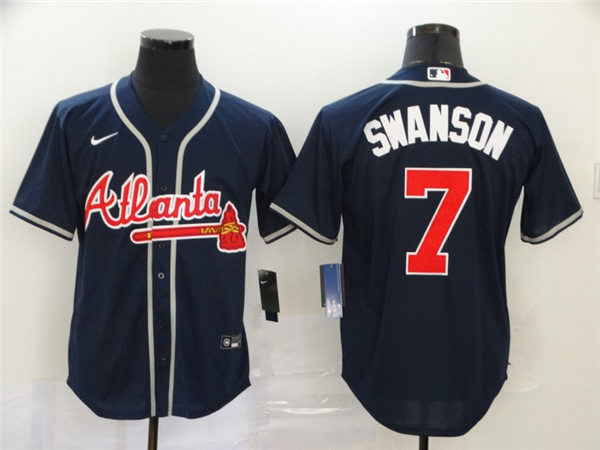 Youth Atlanta Braves #7 Dansby Swanson Nike Navy Alternate Cool Base Jerseys
