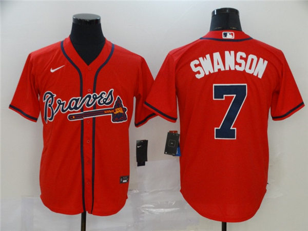 Youth Atlanta Braves #7 Dansby Swanson Nike Red Alternate Cool Base Jerseys