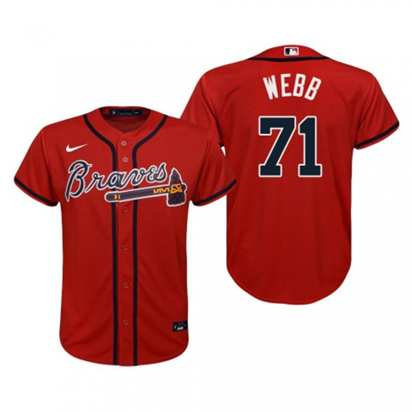 Youth Atlanta Braves #71 Jacob Webb Nike Red Alternate Cool Base Jersey