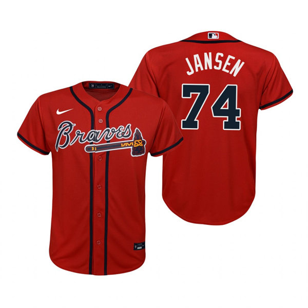 Youth Atlanta Braves #74 Kenley Jansen Red Alternate Jersey