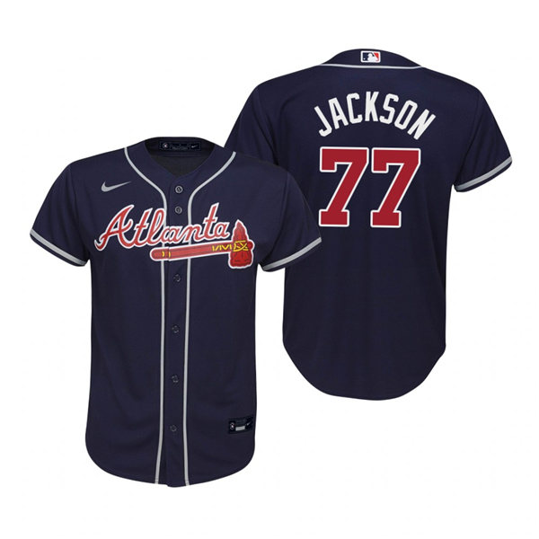 Youth Atlanta Braves #77 Luke Jackson Nike Navy Alternate Cool Base Jersey