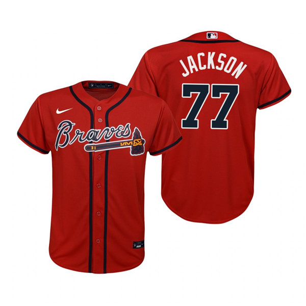 Youth Atlanta Braves #77 Luke Jackson Nike Red Alternate Cool Base Jersey