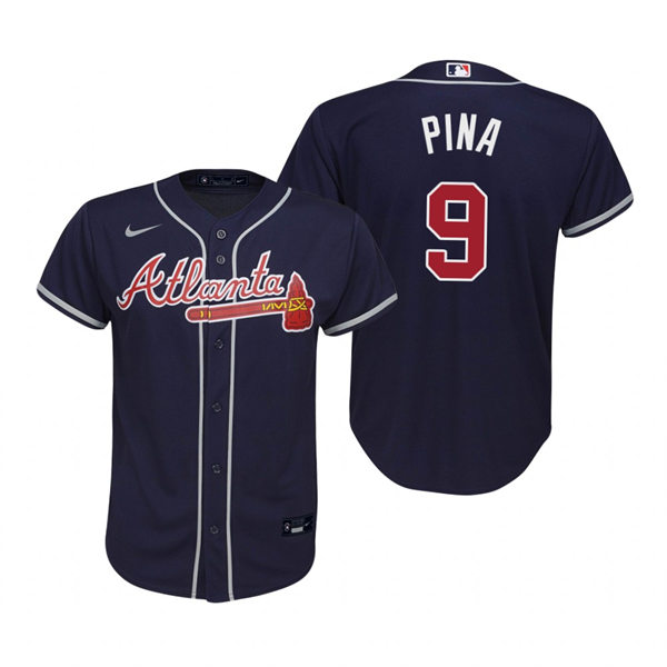 Youth Atlanta Braves #9 Manny Pina Navy Alternate Stitched Jersey