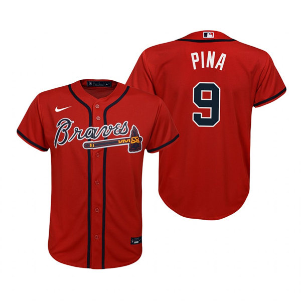 Youth Atlanta Braves #9 Manny Pina Red Alternate Jersey