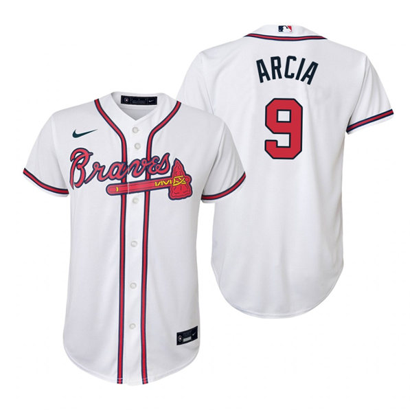 Youth Atlanta Braves #9 Orlando Arcia Nike Home White Cool Base Jersey