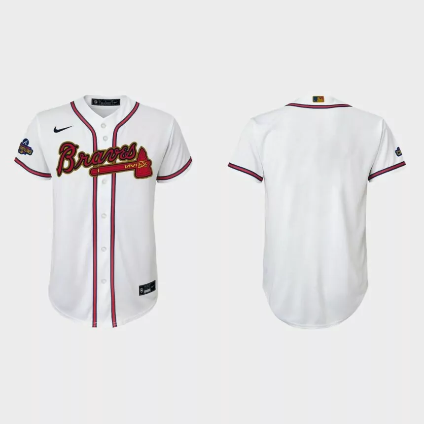 Youth Atlanta Braves 2022 Gold Program White Replica Jersey
