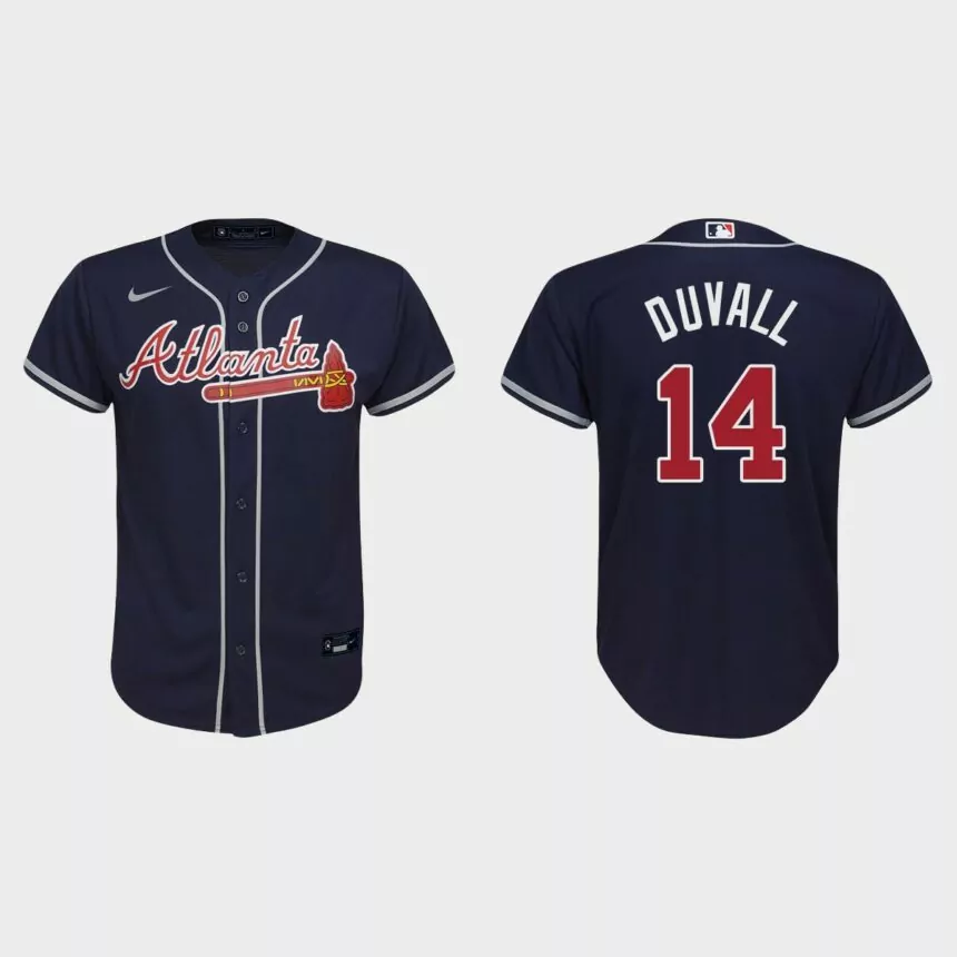 Youth Atlanta Braves Adam Duvall Navy Replica Alternate Jersey