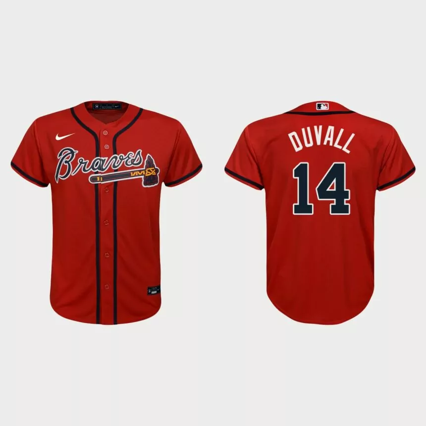 Youth Atlanta Braves Adam Duvall Red Replica Alternate Jersey