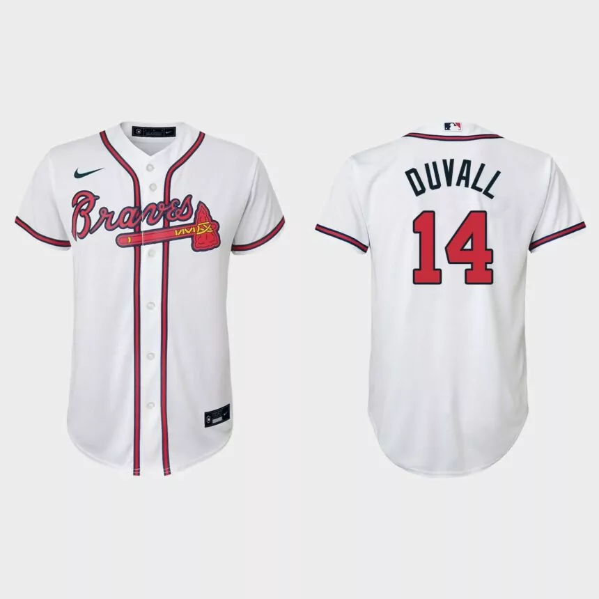 Youth Atlanta Braves Adam Duvall White Replica Home Jersey