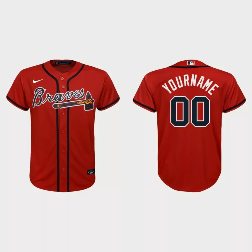Youth Atlanta Braves Custom Red Replica Alternate Jersey