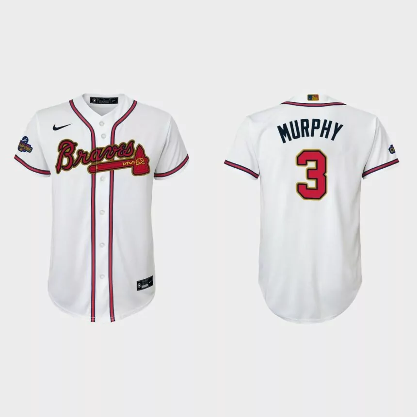 Youth Atlanta Braves Dale Murphy 2022 Gold Program White Replica Jersey