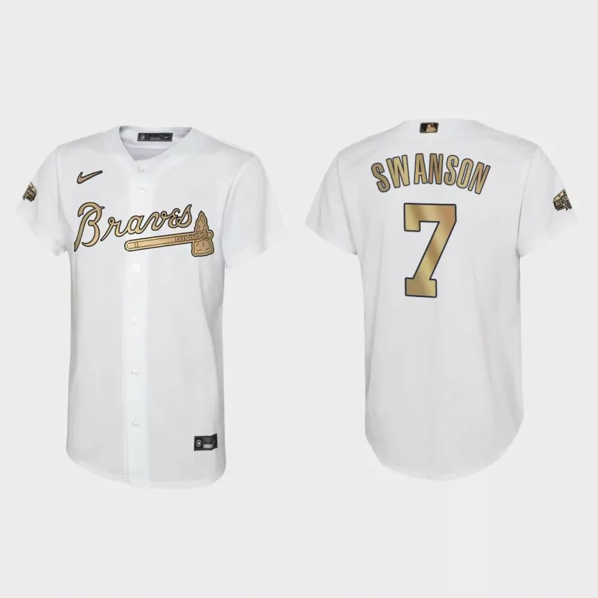 Youth Atlanta Braves Dansby Swanson White 2022 MLB All-Star Game Replica Jersey