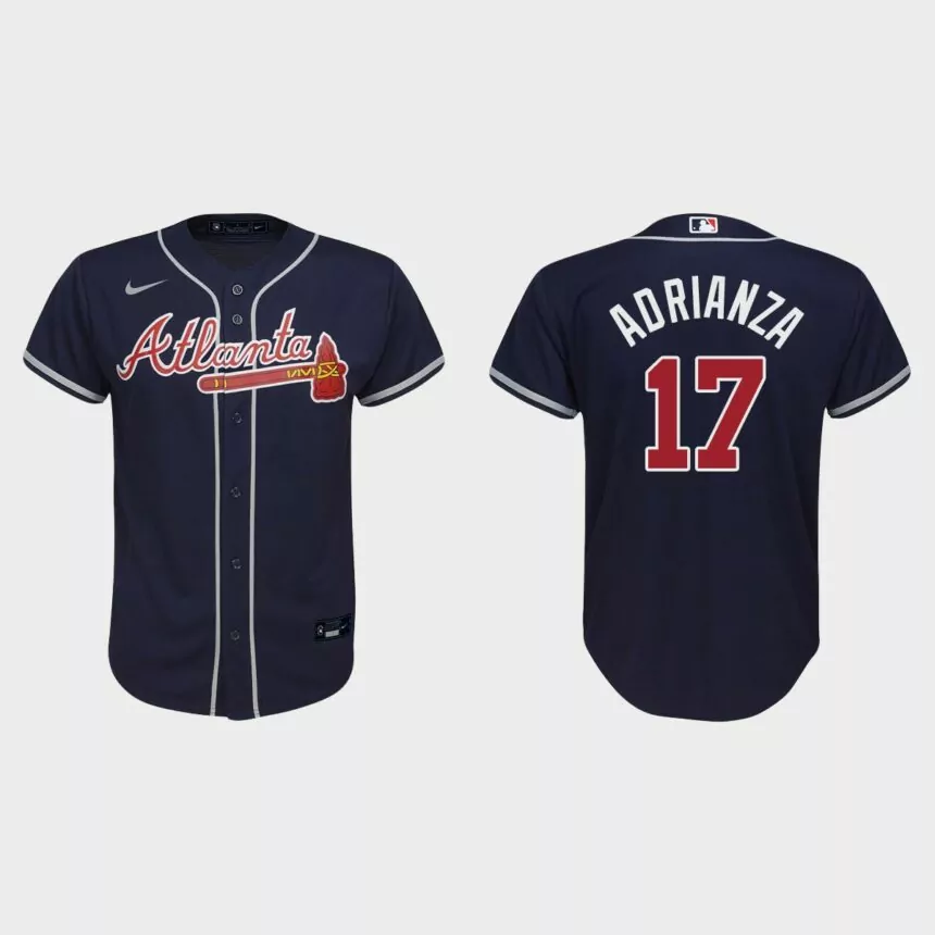 Youth Atlanta Braves Ehire Adrianza Navy Replica Alternate Jersey