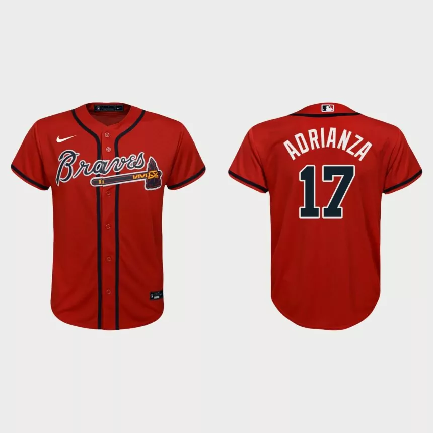Youth Atlanta Braves Ehire Adrianza Red Replica Alternate Jersey