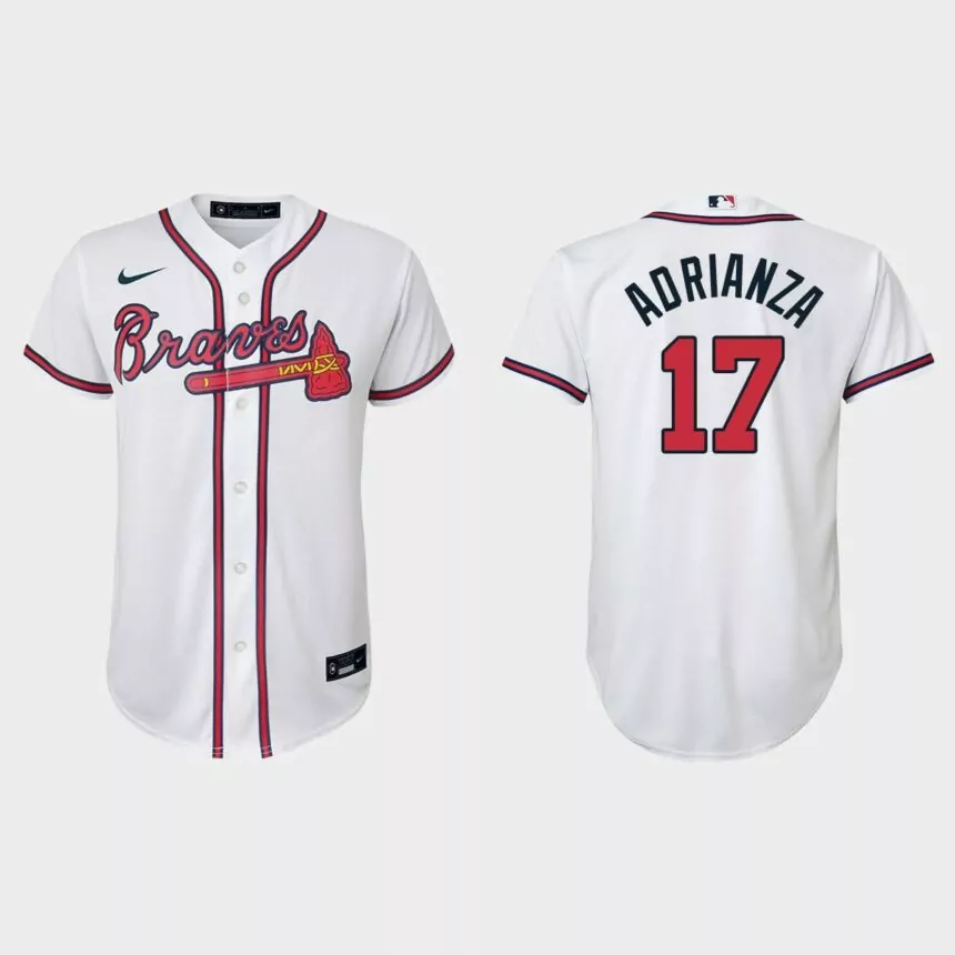 Youth Atlanta Braves Ehire Adrianza White Replica Home Jersey