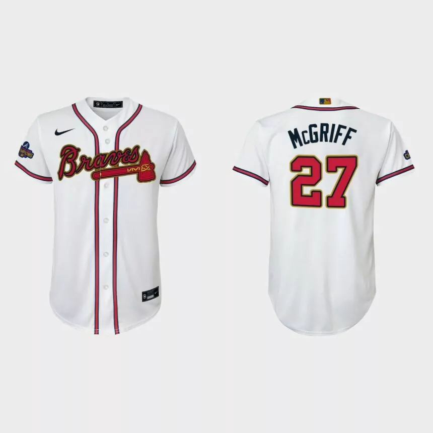 Youth Atlanta Braves Fred McGriff 2022 Gold Program White Replica Jersey