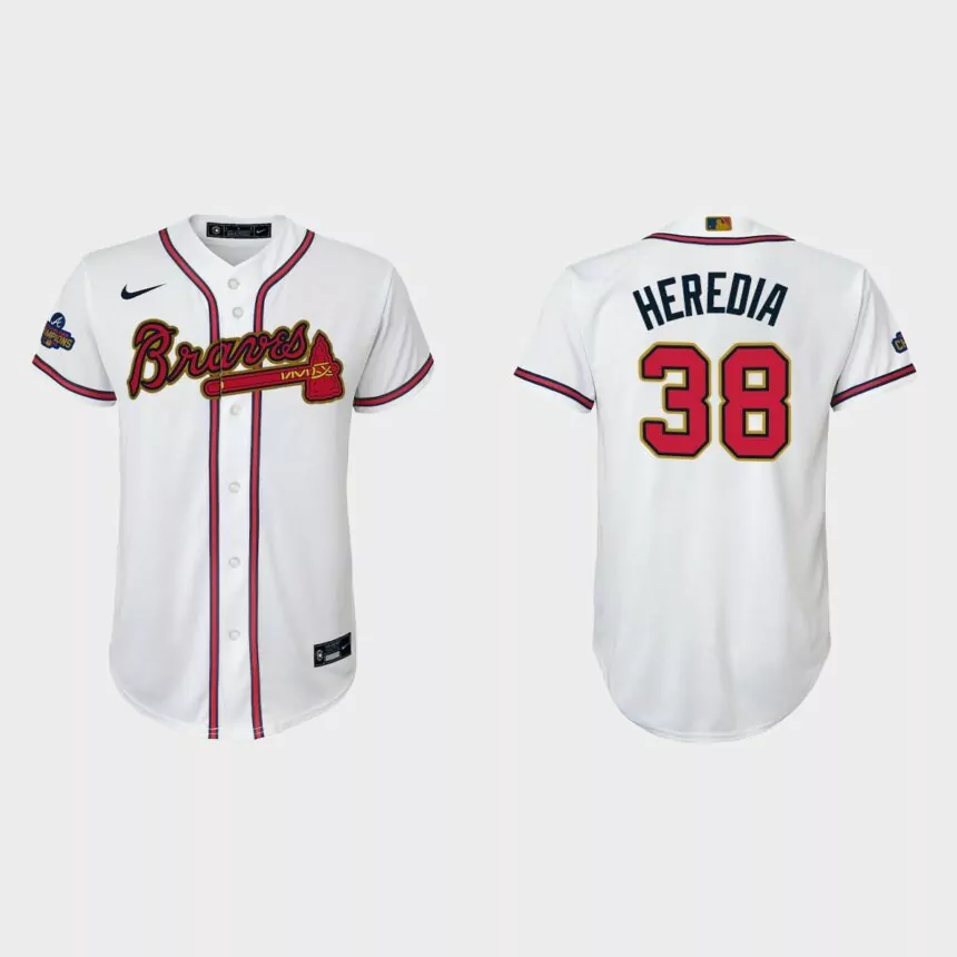 Youth Atlanta Braves Guillermo Heredia 2022 Gold Program White Replica Jersey