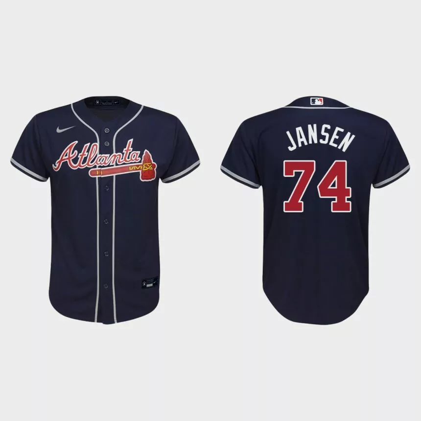 Youth Atlanta Braves Kenley Jansen Navy Replica Alternate Jersey
