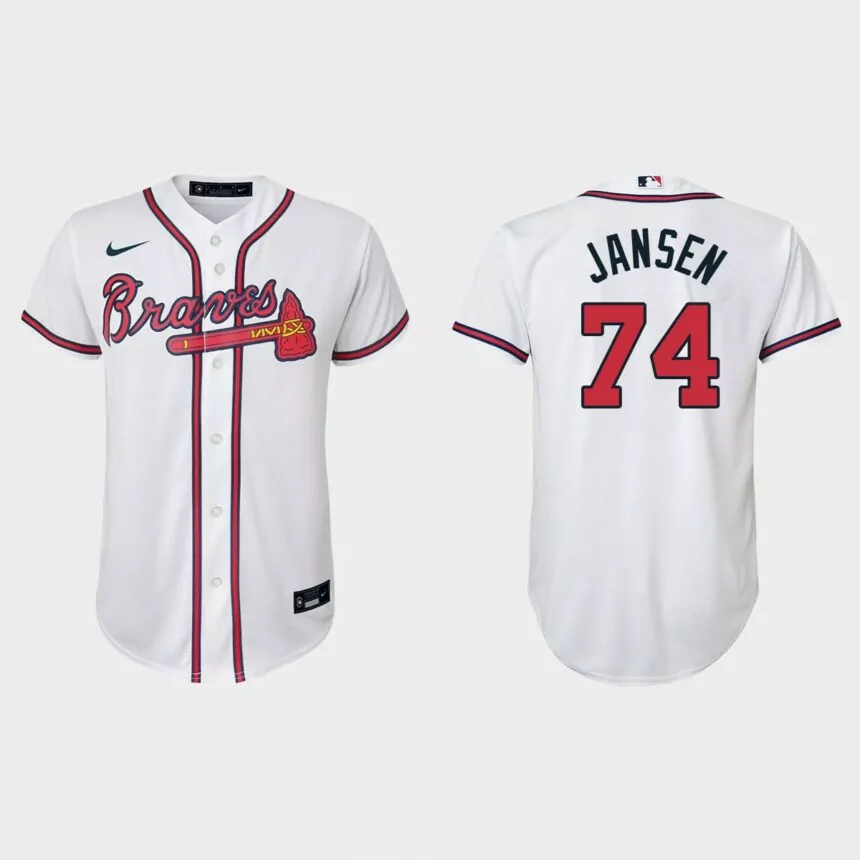 Youth Atlanta Braves Kenley Jansen White Replica Home Jersey