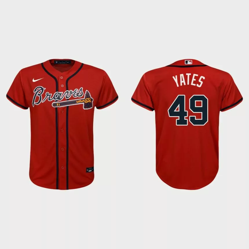 Youth Atlanta Braves Kirby Yates Red Replica Alternate Jersey