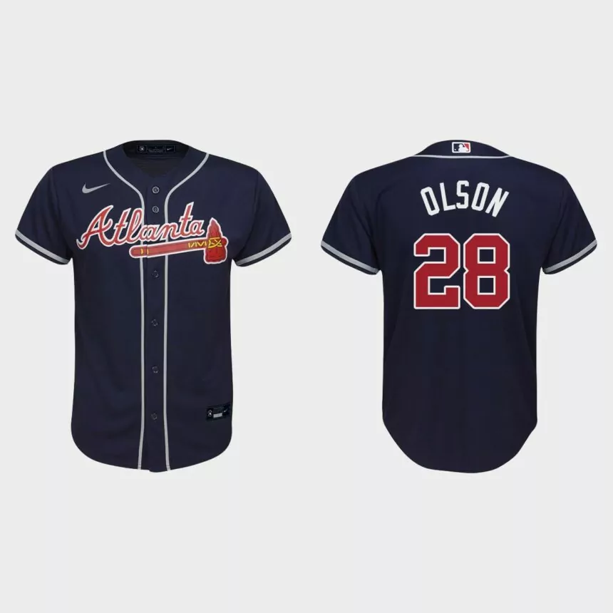 Youth Atlanta Braves Matt Olson Navy Replica Alternate Jersey