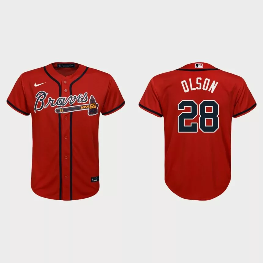 Youth Atlanta Braves Matt Olson Red Replica Alternate Jersey