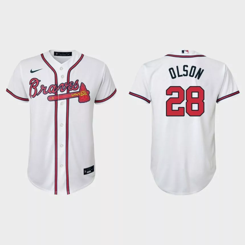 Youth Atlanta Braves Matt Olson White Replica Home Jersey