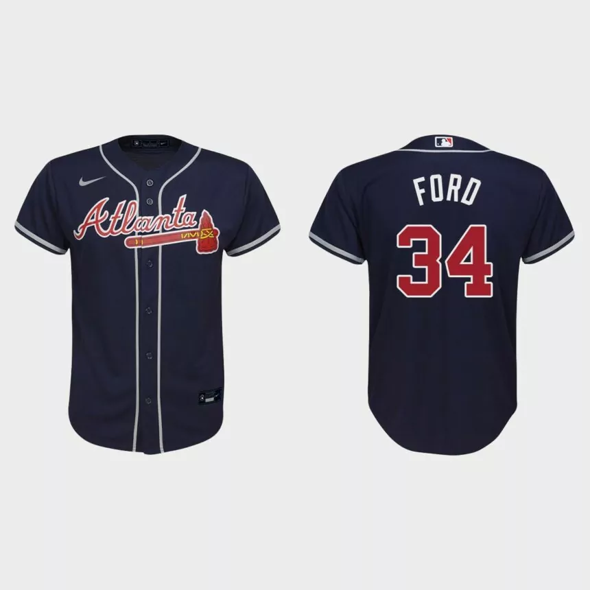 Youth Atlanta Braves Mike Ford Navy Replica Alternate Jersey