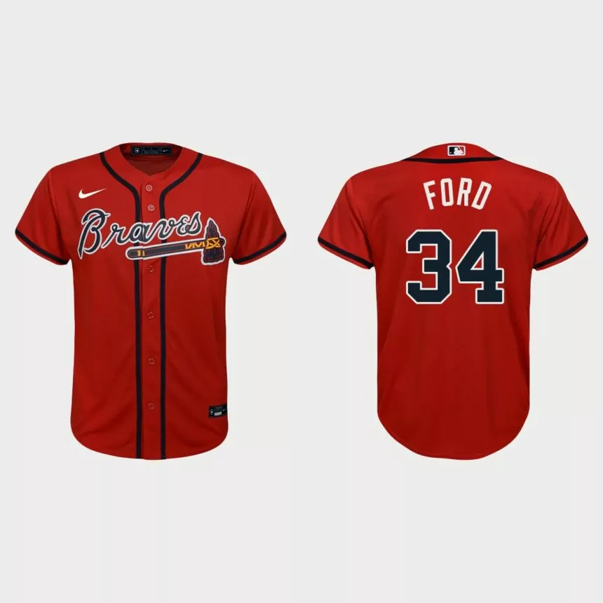 Youth Atlanta Braves Mike Ford Red Replica Alternate Jersey