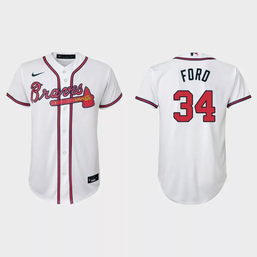 Youth Atlanta Braves Mike Ford White Replica Home Jersey